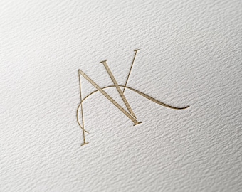 AK | Contemporary wedding monogram, modern monogram, wedding initials, premade logo