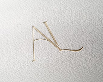 AL | Contemporary wedding monogram, modern monogram, wedding initials, premade logo