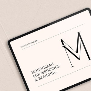 MM | Contemporary wedding monogram, modern monogram, wedding initials, premade logo