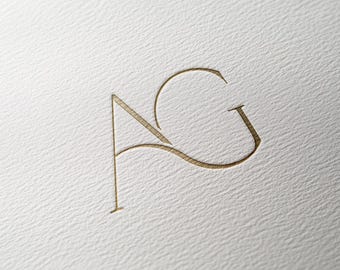 AG | Contemporary wedding monogram, modern monogram, wedding initials, premade logo