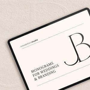 Contemporary wedding monogram, modern monogram, wedding initials, premade logo, JB