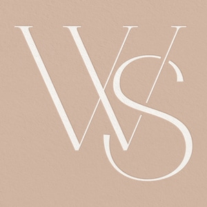 May include: White monogram logo with the letters "WS" intertwined.