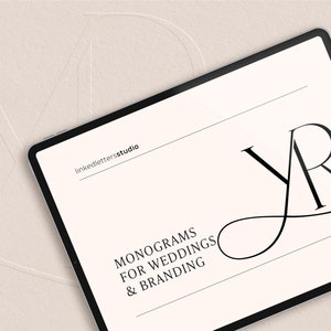 Contemporary wedding monogram, modern monogram, wedding initials, premade logo, YR