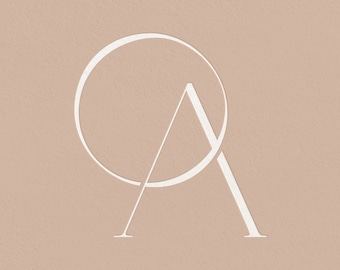OA | Contemporary wedding monogram, modern monogram, wedding initials, premade logo