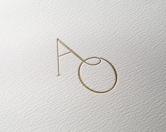 AO | Contemporary wedding monogram, modern monogram, wedding initials, premade logo