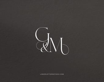 GM | Seraph - stylish wedding monogram, wedding initials, premade logo