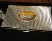 Evans Jeweled Compact Carryall Cigarette Case Rhinestone Embellished Minaudiere Vintage Evans Carry All Compact and Cigarette Case