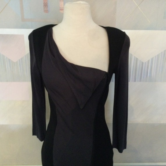 Armani Exchange Zipper Tight Wiggle Dress / Black & C… - Gem
