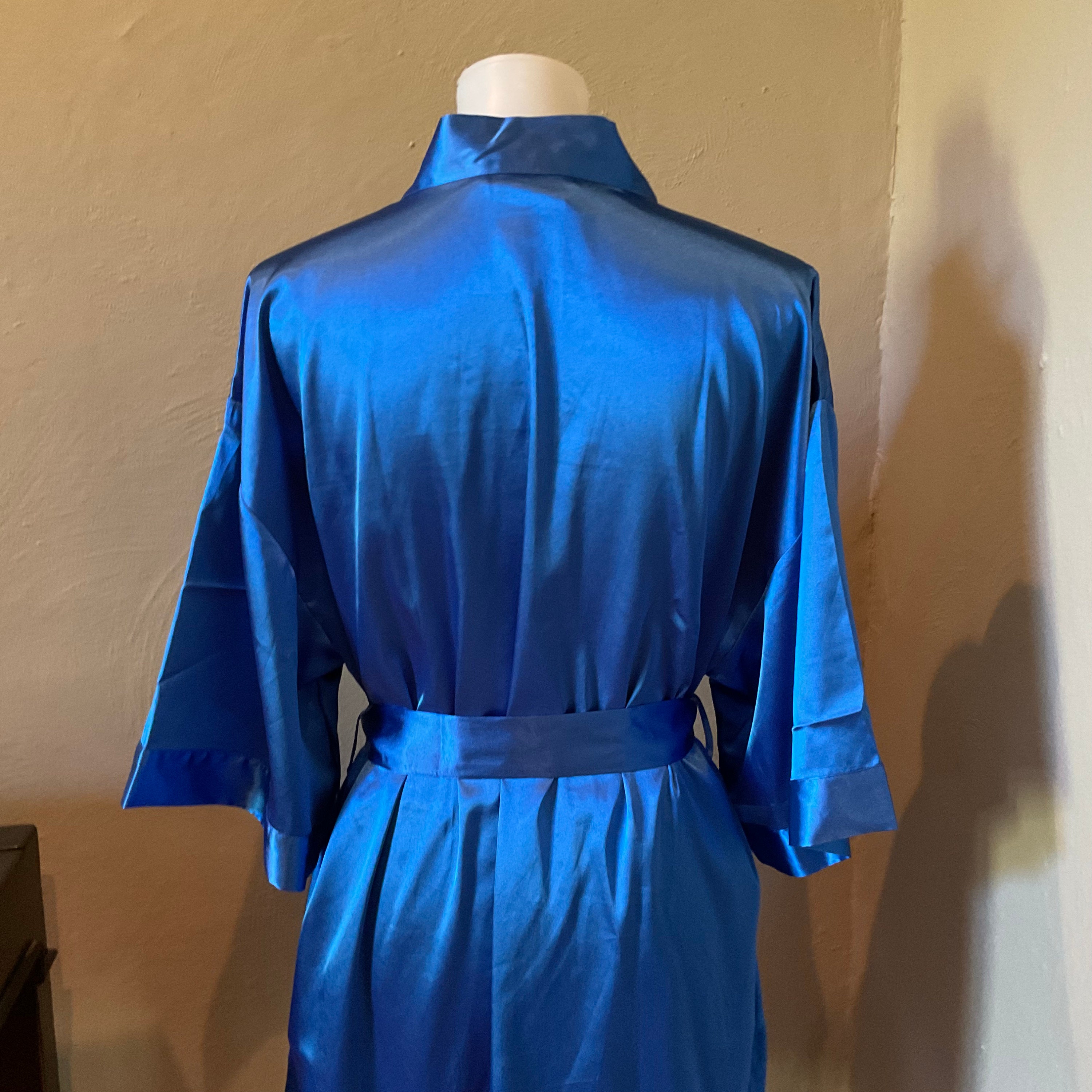 Royal blue silk robe cheap