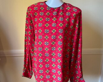 Vintage TALBOTS Pure Silk Burgundy Red Blouse Etsy