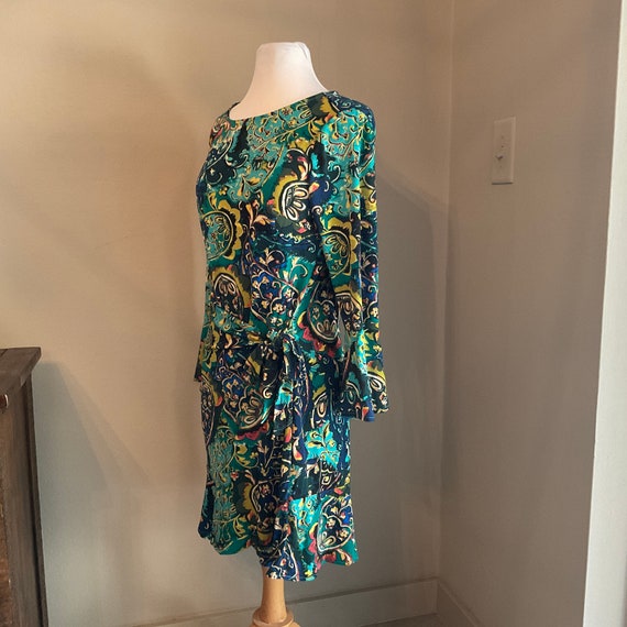 Paisley Floral Wrap Drape Dress Flared Cuffs & He… - image 2