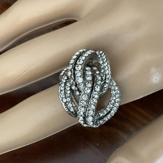 Rhinestone Encrusted Open Ring Adjustable Stretch… - image 5