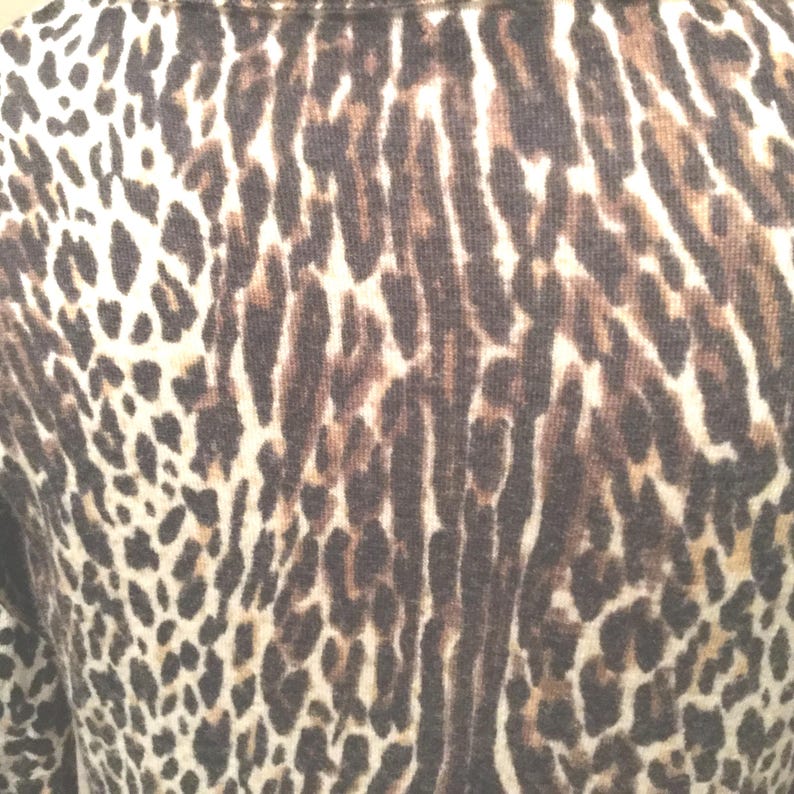 Leopard Print Merino Wool Sweater Med / Animal Print J Crew Wool Pullover / Ribbed Trim Classic J Crew Leopard Merino Wool Sweater image 7