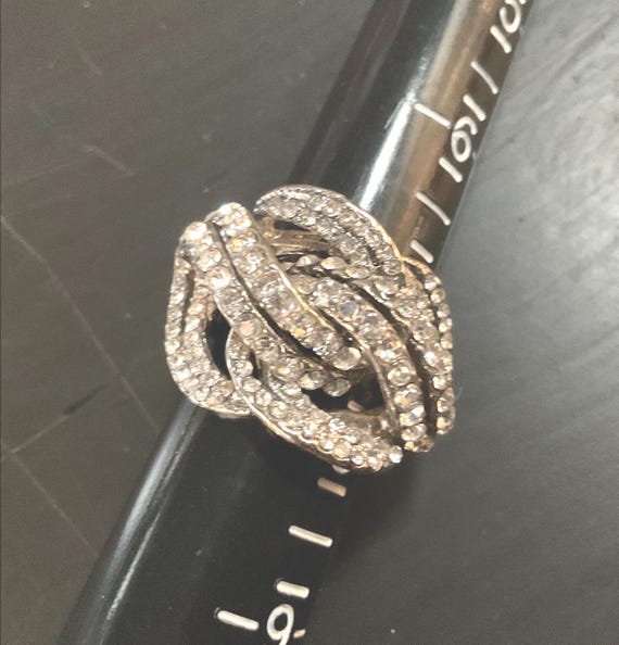 Rhinestone Encrusted Open Ring Adjustable Stretch… - image 7