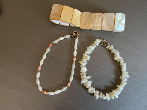 Lot Shell Bracelets 3 Piece Abalone Shell & Bead … - image 3