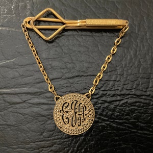 Swank Deco Tie Bar Gold Fill Marcasite Swank Tie Bar / Vintage Tie Clip Marcasite Gold Fill Tie Clip Swank / GF Marcasite Monogram Tie Clip
