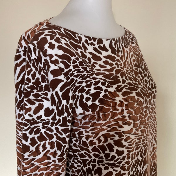 Leopard Print Cotton Top Jones New York / Animal Print Jones NY Boat Neck Pullover / Large / Leopard Print Cotton Top / Leopard Print