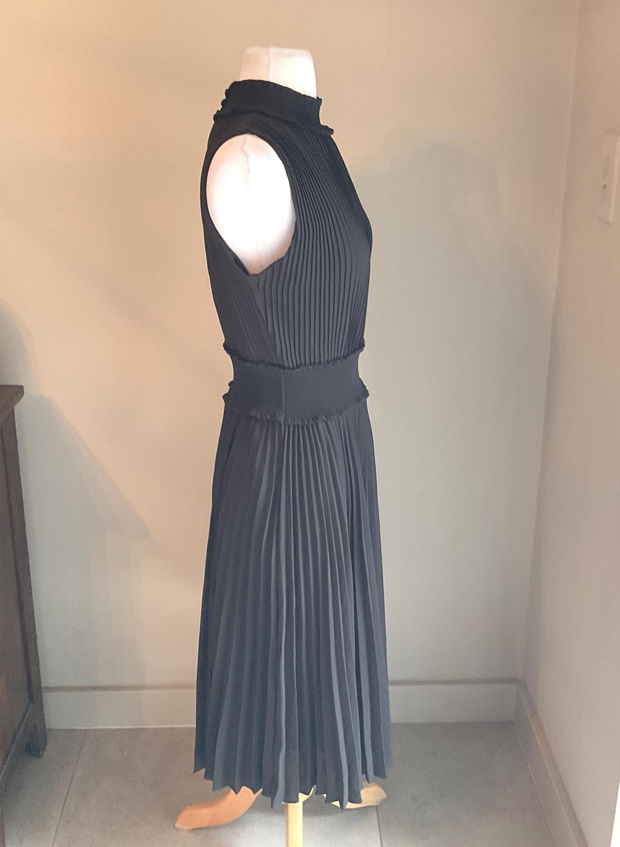 nanette lepore black pleated dress Nanette Lepore Womens Dress Black Silver Metallic Pleated Long Sleeve 10 New