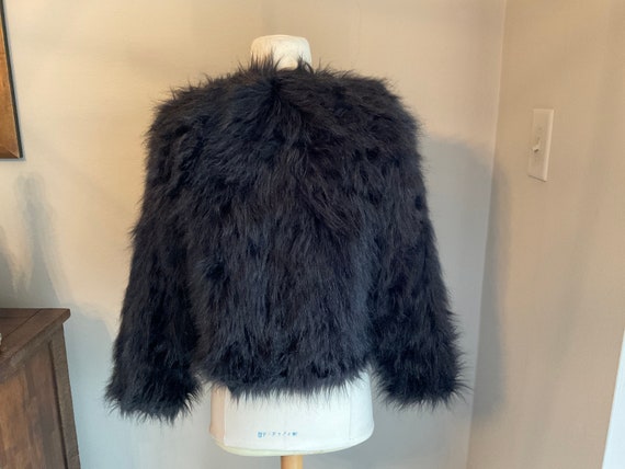 Black Faux Fur Shaggy Crop Jacket Lanshifei / Sha… - image 3