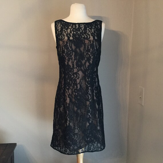 low cut black lace dress