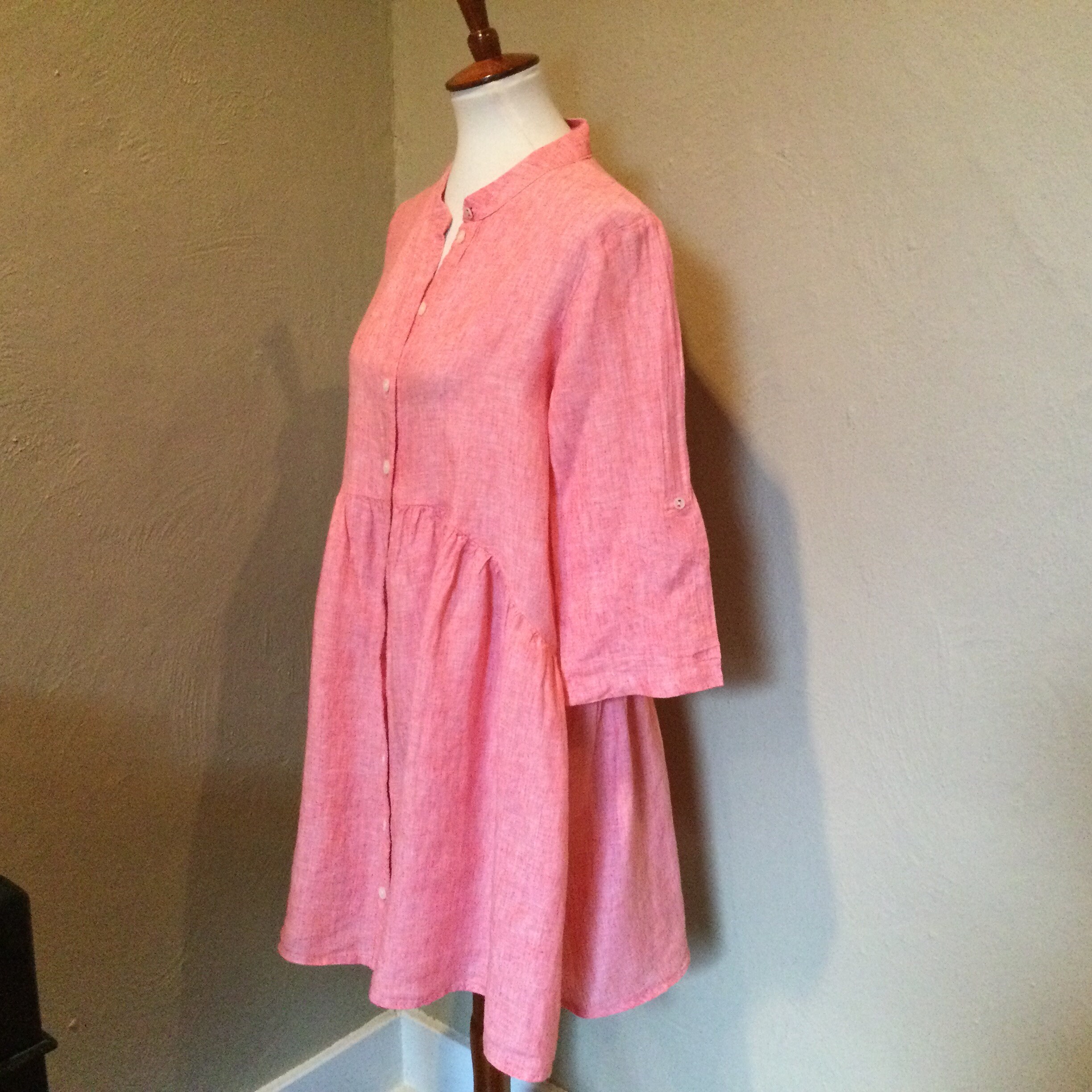 Pink Linen Smock Waist Dress Tommy Hilfiger / Pink Wash Linen Etsy