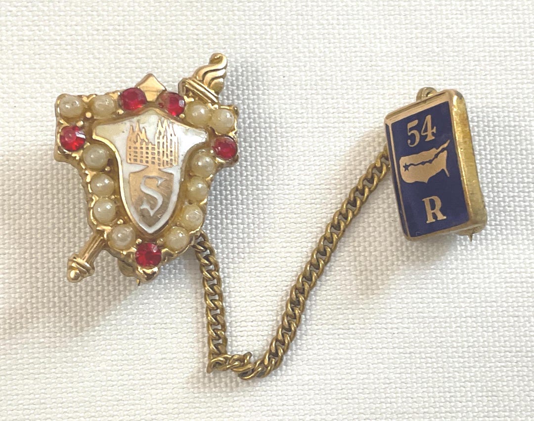 Vintage LDS Mormon Seminary Temple Pin Red Jewels Seed Pearls 1954 / 3 ...