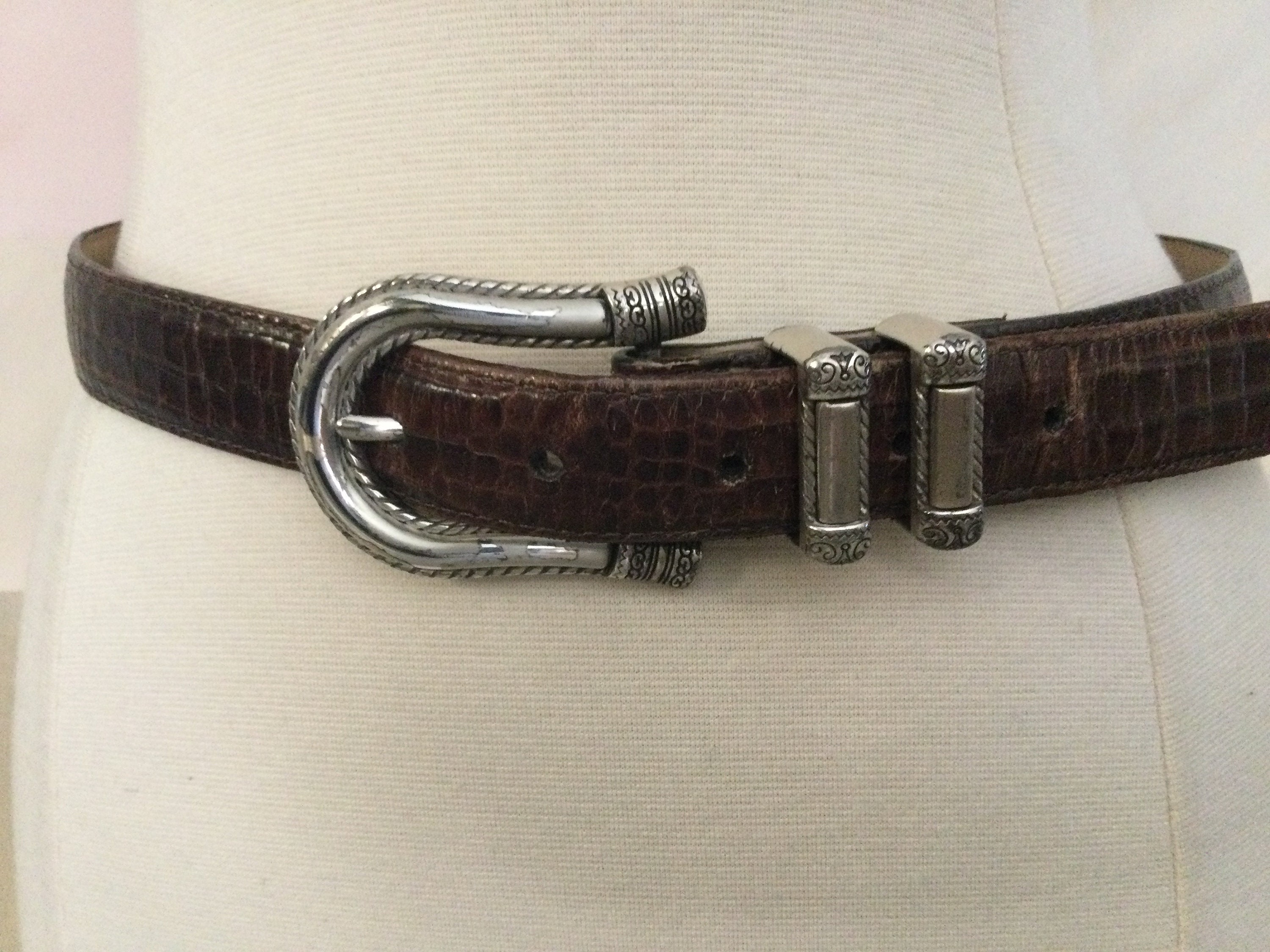 Brighton Brown Faux Lizard Leather Belt W Western Buckle / Southwest Style  Silver Tone Hardware / Size M 30 / Brighton Southwest Style Belts -   Canada