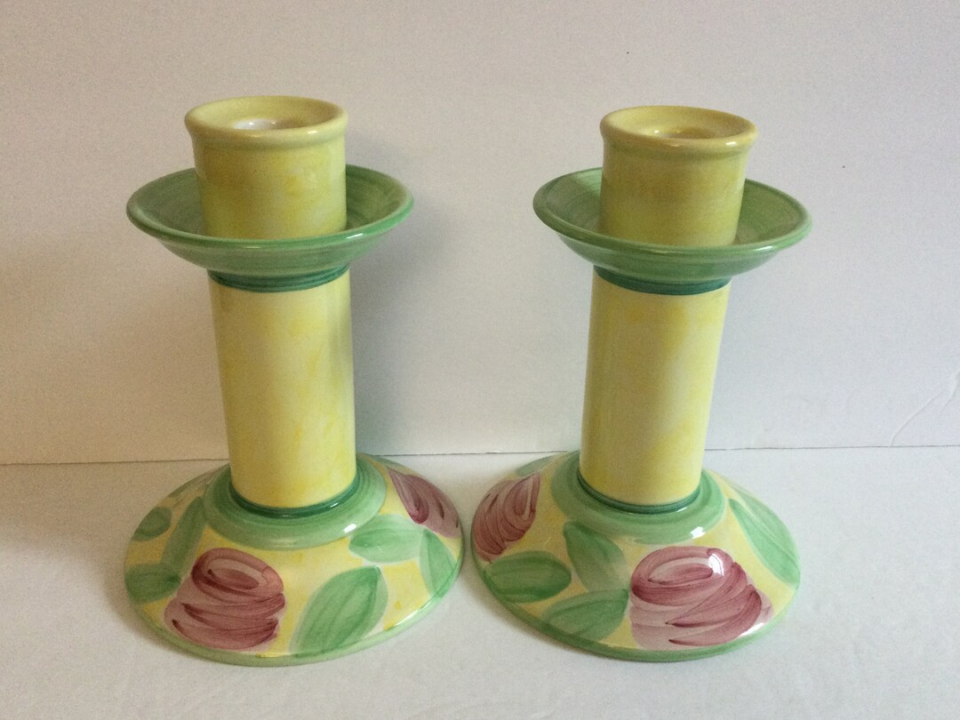 Villeroy & Boch Ceramic Candlestick Holders / Pale Yellow W Etsy