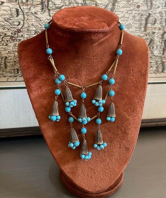 Miriam Haskell Egyptian Revival Festoon Necklace … - image 1