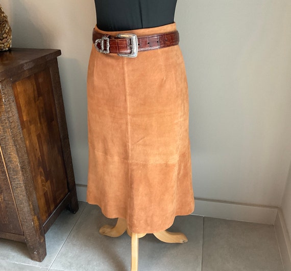 Suede Tan Midi Skirt Ann Taylor / Vintage Ann Tay… - image 1