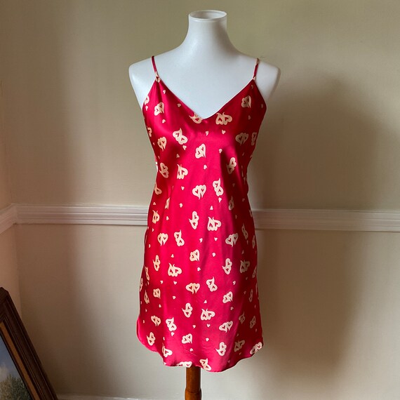 Silk Red Heart Print Slip Dress La Senza Tag L / Red Silk Heart Print Slip  Lingerie / Red Silk Slip Chemise Valentine Heart Silk Lingerie - Etsy