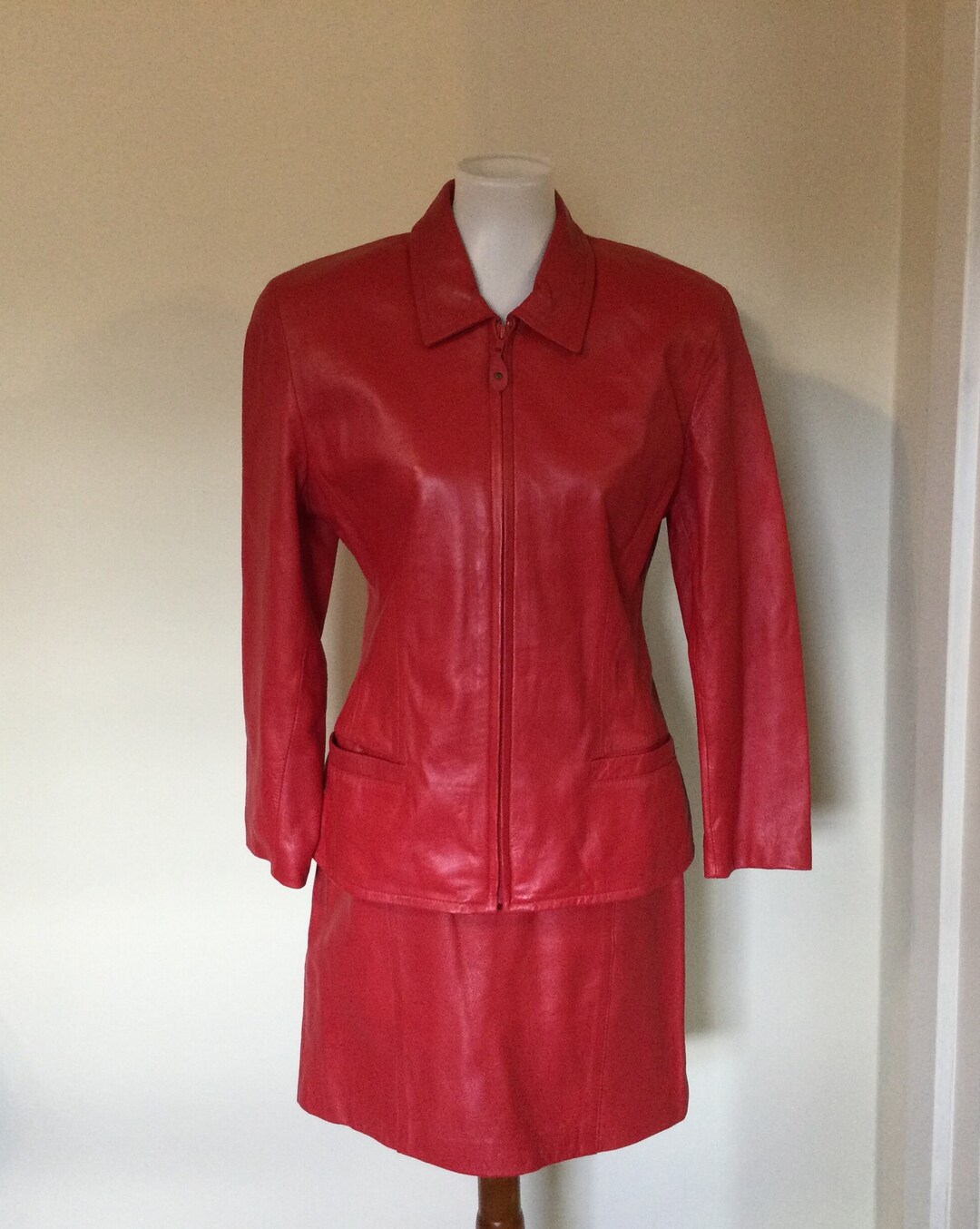 Red Leather Suit Lord & Taylor / Butter Soft Lambskin Leather - Etsy