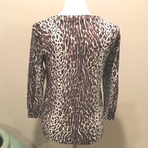 Leopard Print Merino Wool Sweater Med / Animal Print J Crew Wool Pullover / Ribbed Trim Classic J Crew Leopard Merino Wool Sweater image 5