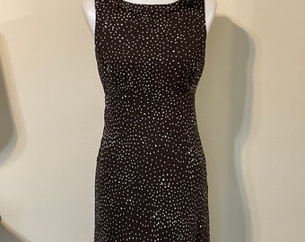 Silk Polka Dot Midi Maxi Dress Sz 4 / CYNTHIA HOWIE Silk Polka Dot Midi Maxi Dress / White Dots on Expresso Silk Flounce Hem Midi Dress