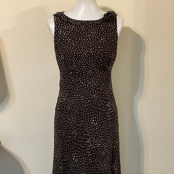 Silk Polka Dot Midi Maxi Dress Sz 4 / CYNTHIA HOWIE Silk Polka Dot Midi Maxi Dress / White Dots on Expresso Silk Flounce Hem Midi Dress