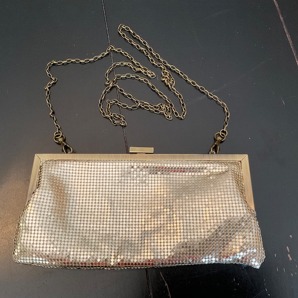 Mesh Silver Tone Clutch Chain Purse 9" x 4.5"/ Mesh Clutch Bag with Shoulder Chain / Silver Metal Mesh Purse Clutch Shoulder Chain Combo