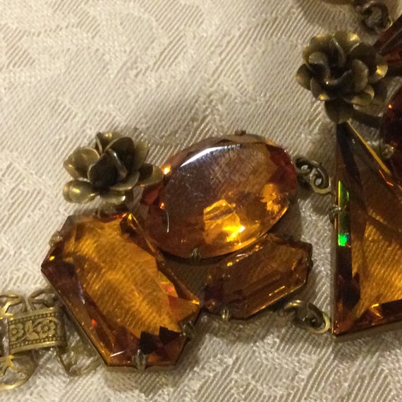 Coro UNSIGNED Topaz Glass Stones Necklace Earring… - image 8