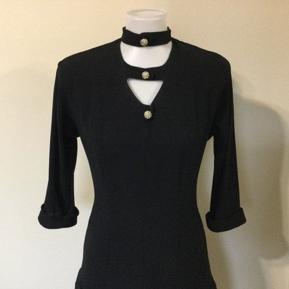 Vintage 40s- 50s Black Cocktail Dress / Vintage B… - image 3