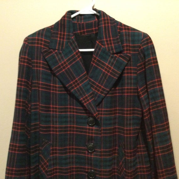 1940s Green Red Tartan Plaid Coat / Nat Gordon Vin