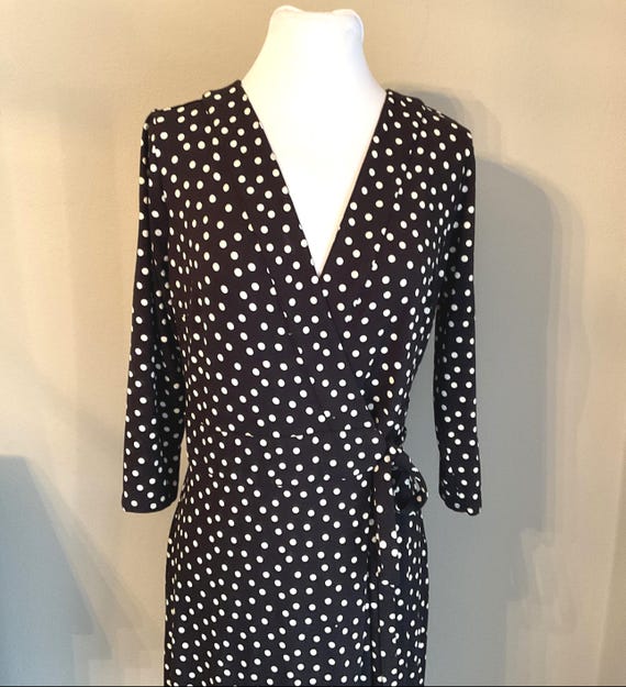 Polka Dot Wrap Drape Dress Ann Taylor Sz 6 / Ann Taylor White Dots on Black  Wrap Dress / Chic Upscale Office Work Interview Dress - Etsy