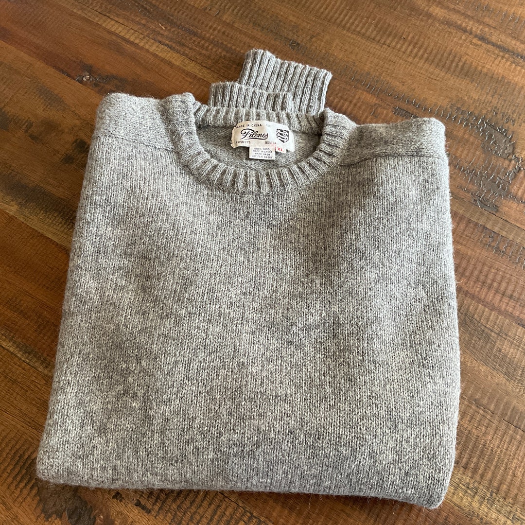 FILENE'S Gray Wool Knit Sweater / Mens Gray Wool Sweater Etsy
