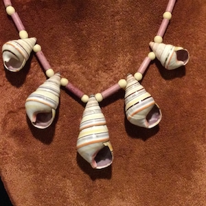 RAINBOW Candy Cane Sea Snail Shell Necklace / 5 Natural Rainbow Seashell Pendants Necklace / Beach Jewelry, Shell Jewelry Cruise Jewelry