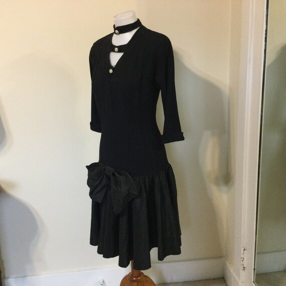 Vintage 40s- 50s Black Cocktail Dress / Vintage B… - image 1