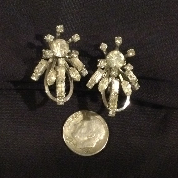 50s Rhinestone Designer Earrings / Bridal Rhinest… - image 4