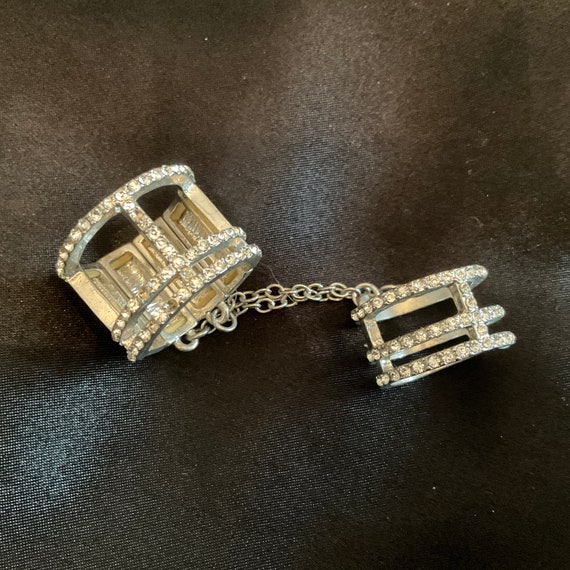 Double Rhinestone Connected Rings / 2 connected R… - image 7