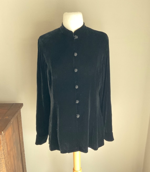 Black Silk Velvet Tunic Top Size 8 / Asian Style B
