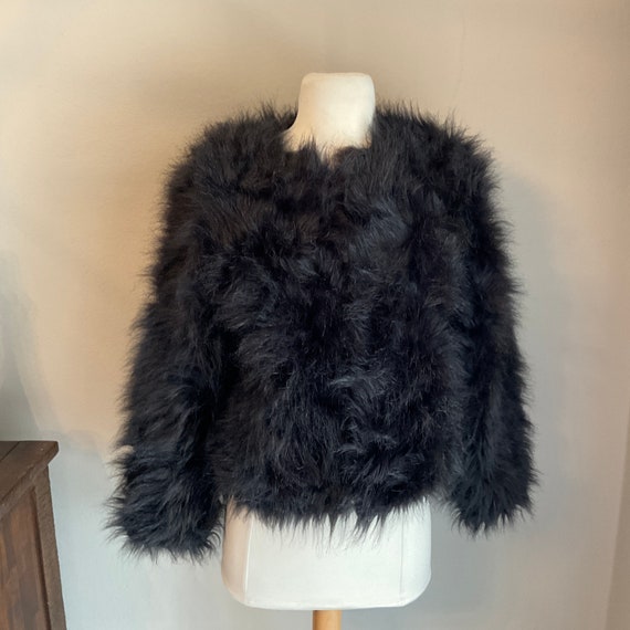 Black Faux Fur Shaggy Crop Jacket Lanshifei / Sha… - image 1