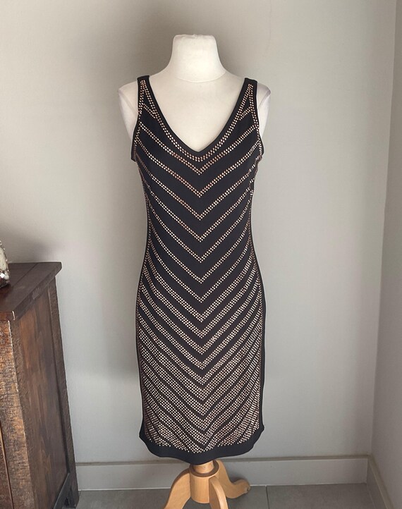 Copper Studded Sheath Dress Carmen Marc Valvo Med… - image 1