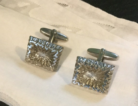 Brutalist Signed CUFFLINKS / Brutalist Silver Ton… - image 1