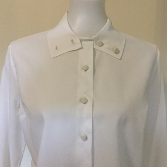 Vintage 50s White Shortie Blouse / 50s White Secr… - image 2